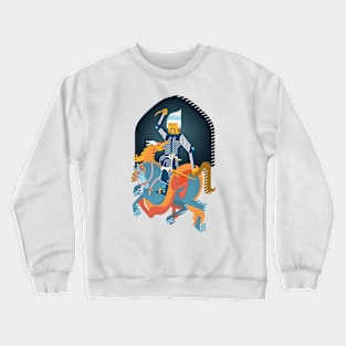 A Prince On Horseback Attacked By A Dragon Crewneck Sweatshirt